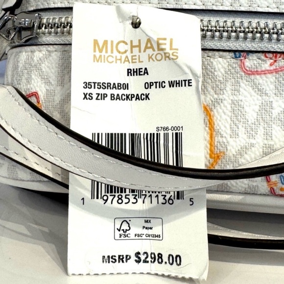 Michael Kors White Crossbody/backpack with Retro Print